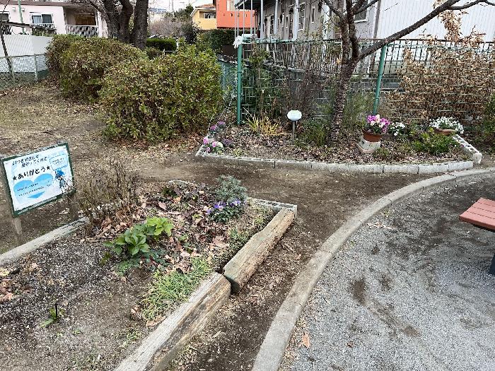自発的に作った花壇