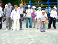 楽しいながらも<br>真剣な表情のペタンク大会